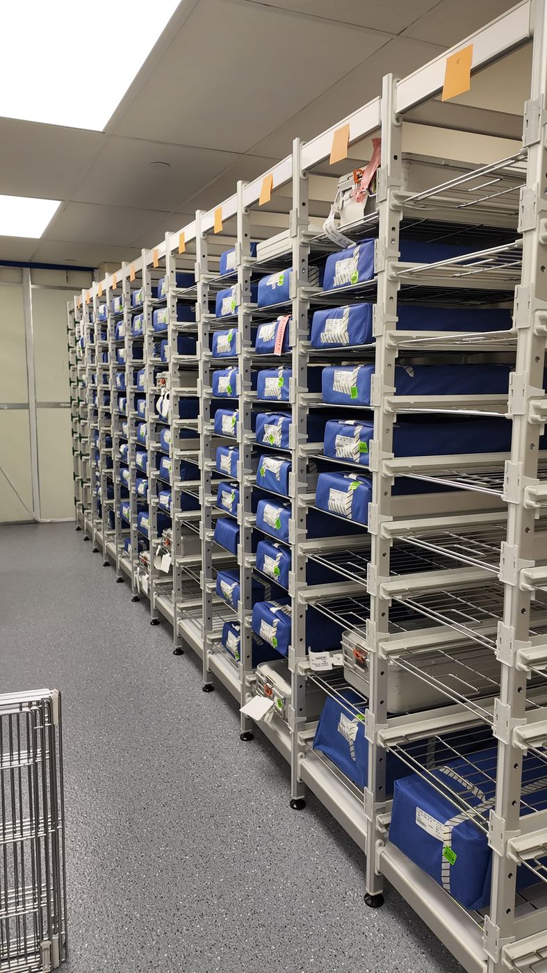 Finished sterile storage aisle