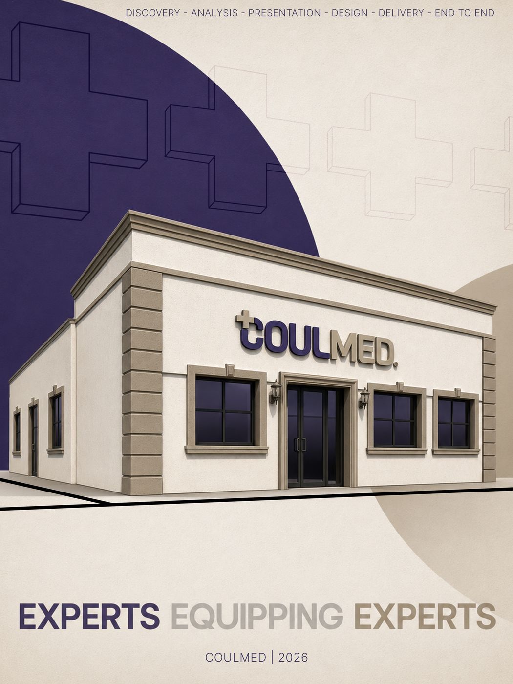 Folder cover with line illustration of Coulmed headquarters