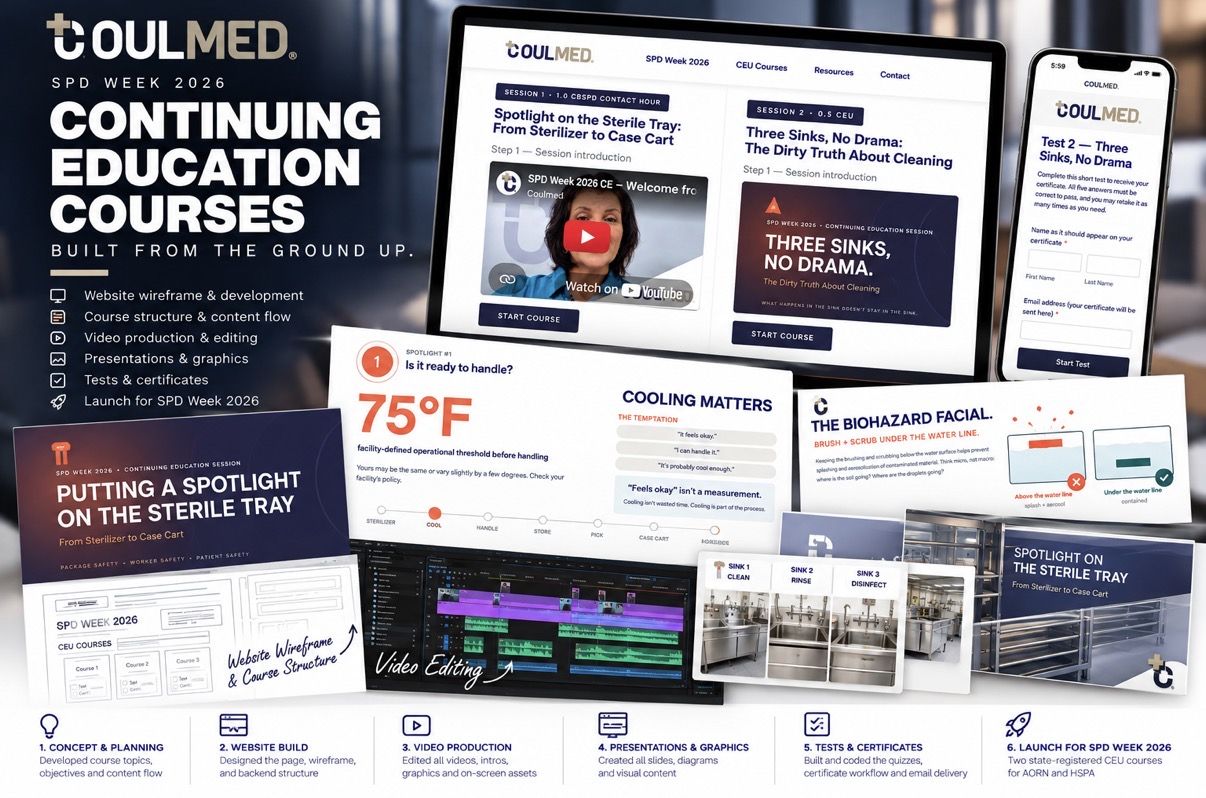 Continuing education course platform shown across laptop, tablet and phone